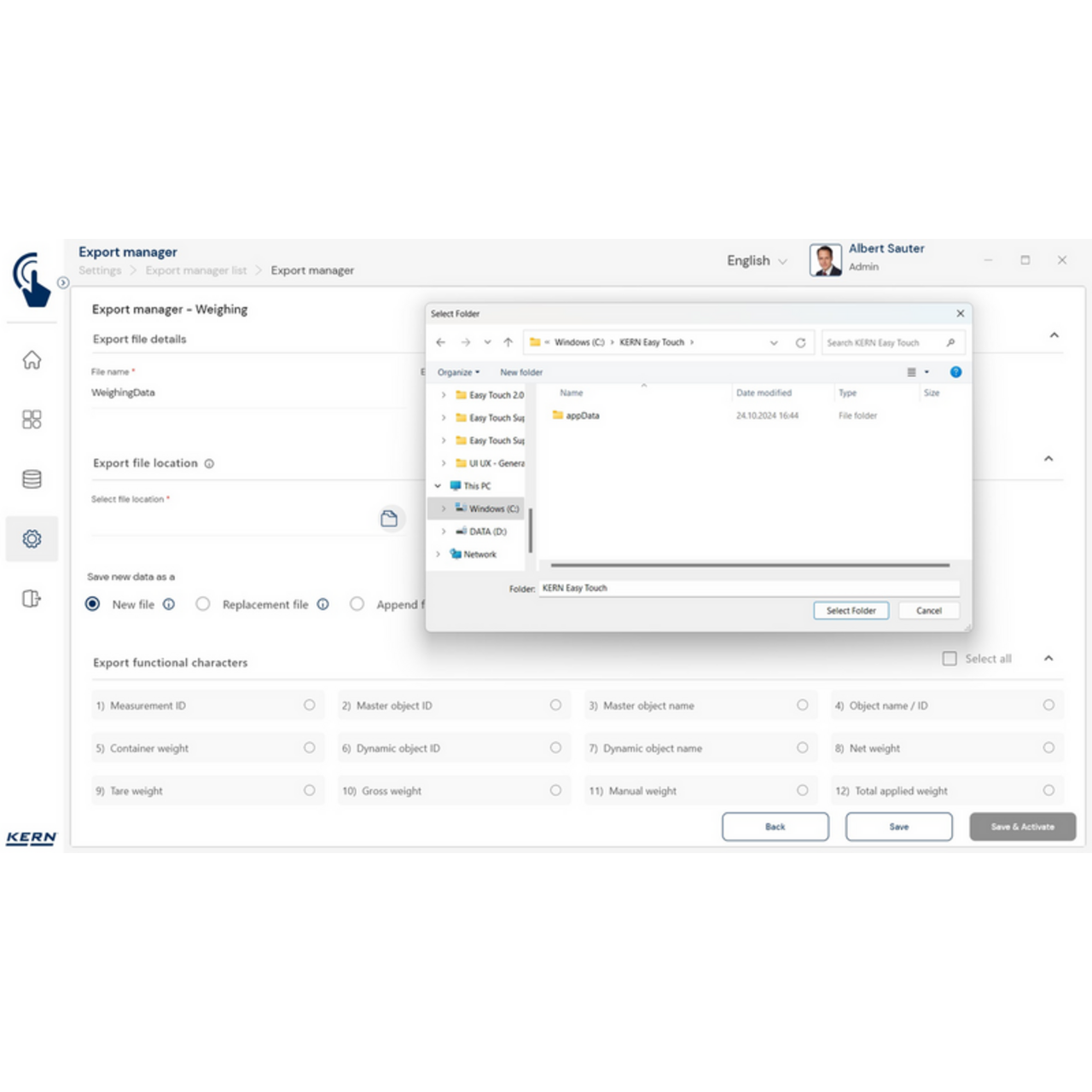 KERN EasyTouch SET-37 Export Manager