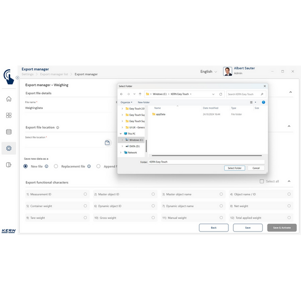 KERN EasyTouch SET-37 Export Manager