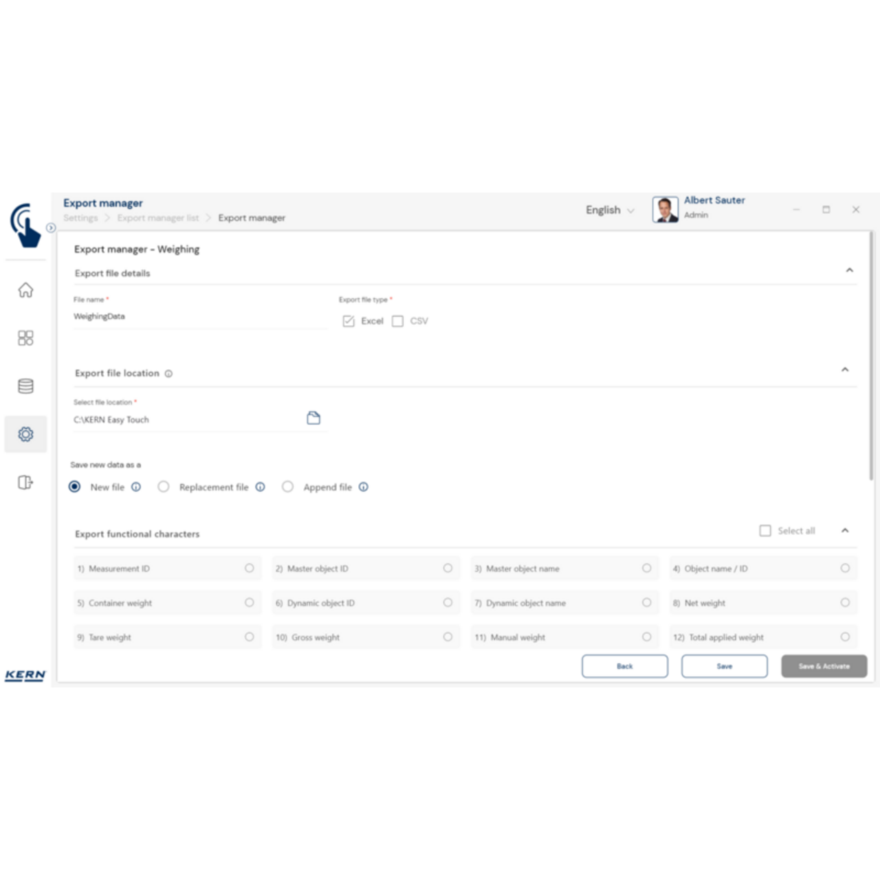 KERN EasyTouch SET-37 Export Manager