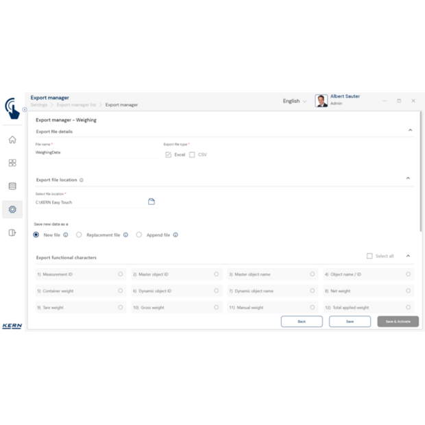 KERN EasyTouch SET-37 Export Manager