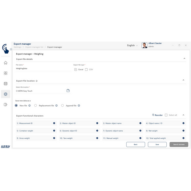 KERN EasyTouch SET-37 Export Manager