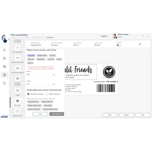 KERN EasyTouch SET-14 Individual Print