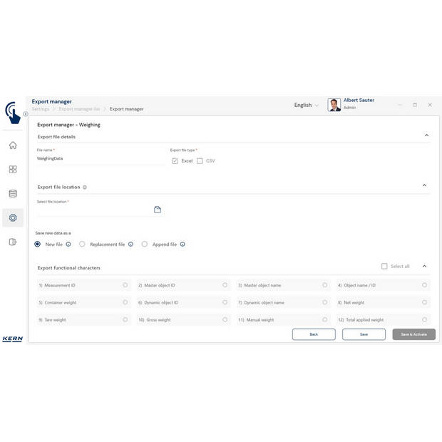 KERN EasyTouch SET-37 Export Manager